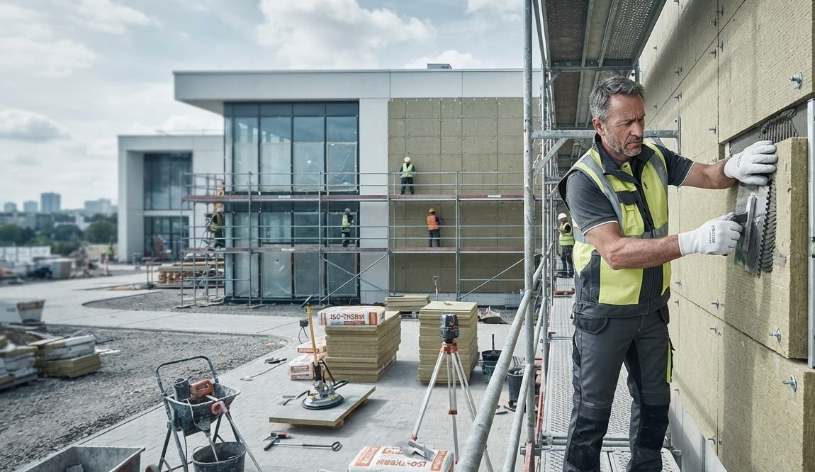 Pose professionnelle d'isolation thermique par l'extérieur réalisée par AL'NOVA Façade
